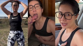 Азиатскую милфу Hot Fitness в обтягивающих штанах для йоги трахнул модель-рекрутер