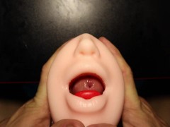 This is the best masturbator in the world and the dick is sticking out of the mouth