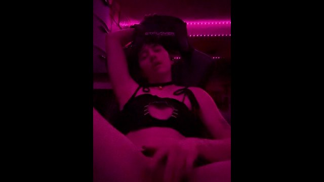 Cat boy strokes his pussy