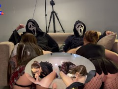 ОРГИЯ В ХЭЛЛОУИН. AlexaMills и SkinLovers порно-пародия на фильм "Крик"