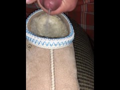 Intense male orgasm - Cums into UGG slippers