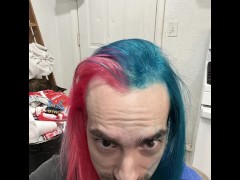 Last few days I was dying my hair into blue and pink