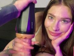 Pump It Up! Movie Watching Ended With Blowjob And Playing With New Sex Toy By Cupsland