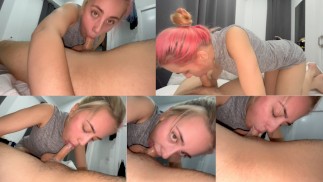 StepDaddy's Slutty girl sucking cock gets a lot of spit on her face