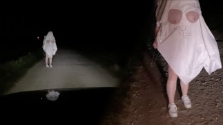 I found a ghost bitch on Halloween while driving at night! 👻💦