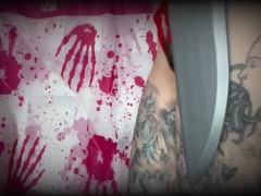 Showing off sexy Halloween cosplay