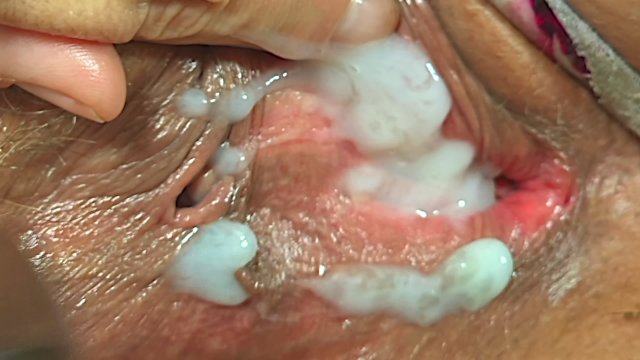 Huge load of sperm dripping down my wide open pussy, black cock best porn video busting nut close up