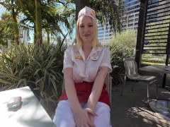 Blonde with Huge Tits Fucks Massive Cock and Covered in Cum on Lunch Break VS World Biggest Cock