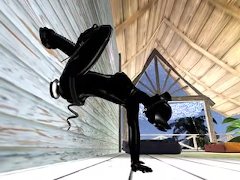 Rubber girl masturbates with a big dildo, and has a strong cumshot