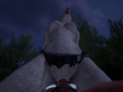 Sexy busty furry babe gets fucked by big cock outdoors until he cums on her face in wild life sex