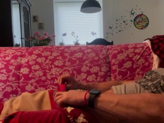 Jerking off Screaming and Cumming in the End.