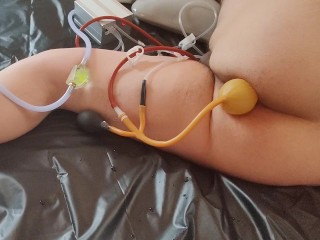 Huge Belly Inflation using my Enema Machine and Inflatable Bardex Nozzle