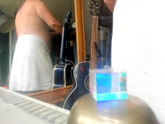 relaxing with a towel