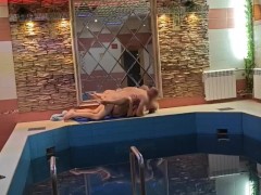 Трахаю блондинку в сауне