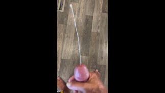 Stroked my big cowboy cock to a cum blast across the room