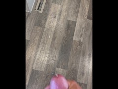 Stroked my big cowboy cock to a cum blast across the room