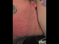 Watch him suck my tit like a hungry wolf!