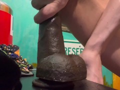 Huge dildos destroy soaked tiny anal hole and puss