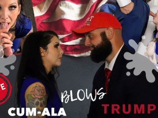 Минет на лицо от первого лица - милфа Кумала отсасывает Трампу во время неряшливых президентских дебатов