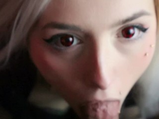 Cute Egirl Cum Slut Sucks Step Brothers Cock and Gets Load Blown in her Face