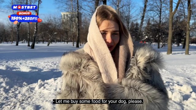 Pick up a stranger while walking my dog. Hot sex in a fur coat