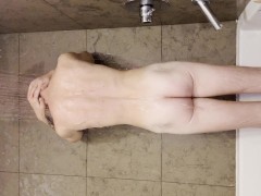 skinny muscular blonde showers alone point of view - Kyle Stroker