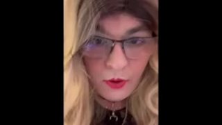 Obedient Blonde Sissy Crossdresser on Fuck Machine in Stockings & Heels POV