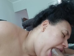 greedy mouth fucking hard until eating all the pervert's creampie