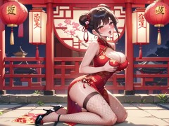 お団子ヘアのチャイナドレス娘がローターを挿れながらおもらしオナニー💛 - Screenshot 10 of 16 - おもらし