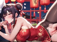 お団子ヘアのチャイナドレス娘がローターを挿れながらおもらしオナニー💛 - Screenshot 13 of 16 - フェチ