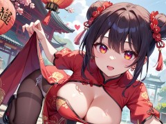 お団子ヘアのチャイナドレス娘がローターを挿れながらおもらしオナニー💛 - Screenshot 3 of 16 - フェチ