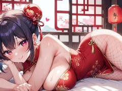 お団子ヘアのチャイナドレス娘がローターを挿れながらおもらしオナニー💛 - Screenshot 5 of 16 - おもらし