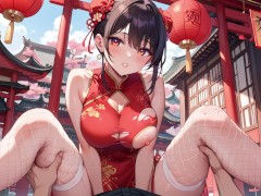 お団子ヘアのチャイナドレス娘がローターを挿れながらおもらしオナニー💛 - Screenshot 8 of 16 - フェチ