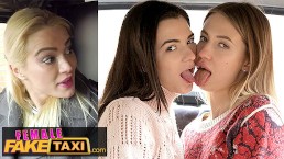 Female Fake Taxi 3 Super seksowne lesbijki ruchają się z tyłu London taksówki