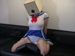 Self-bondage schoolgirl Lily Corinth keeps vibing after drilling neighbour sneakily cums in her lap