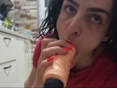 Me enjoyng some self spanking and fucking in my kitchen