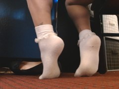 Closeup Ruffled Socks Pantyhose Ballet Flats Tease - Screenshot 6 of 16 - Shoe Fetish