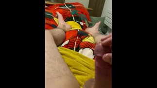 Solo male wanks big white cock