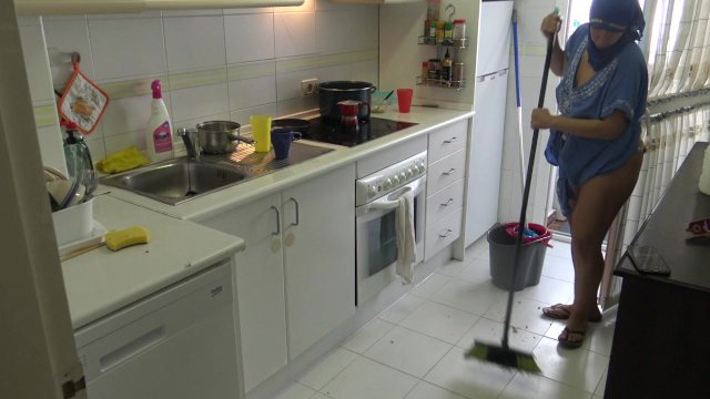 horny German  and his Syrian Refugee cleaning maid