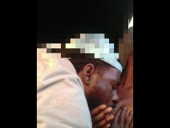 PETITE EBONY FREAK WAS SURPRISED HOW GORILLA P DEVOURS HER SOFT SAGGY TITTIES!!!!!!!!!!