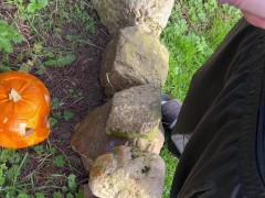 Pissing on a pumpkin