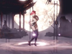 3D redhead stripper naked her big naturals