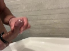 BRAZILIAN BATHROOM MASTURBATION COCKRING CUM