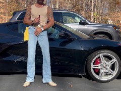 Corvette Cowboy dusts off the car and his cowboy cock