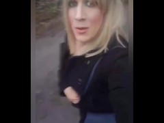 Amateur Crossdresser public outdoor  compliation