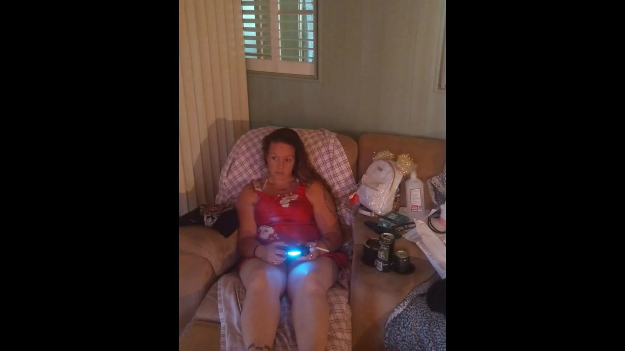 Step Sis Playing Video Games In Her Flower Silk Mini Dress