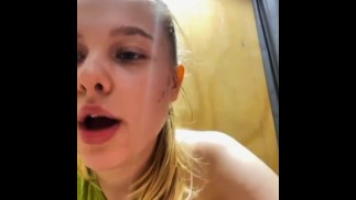 Walking with vibrator in pussy in the public