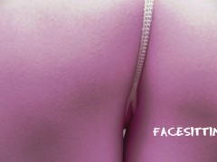 Sitting on the slave's face while looking at the phone, facesitting POV