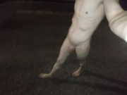 Nude walk in public and cum