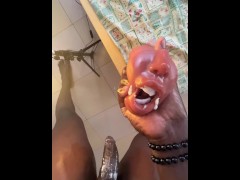 BBC toy Throat fuck experience